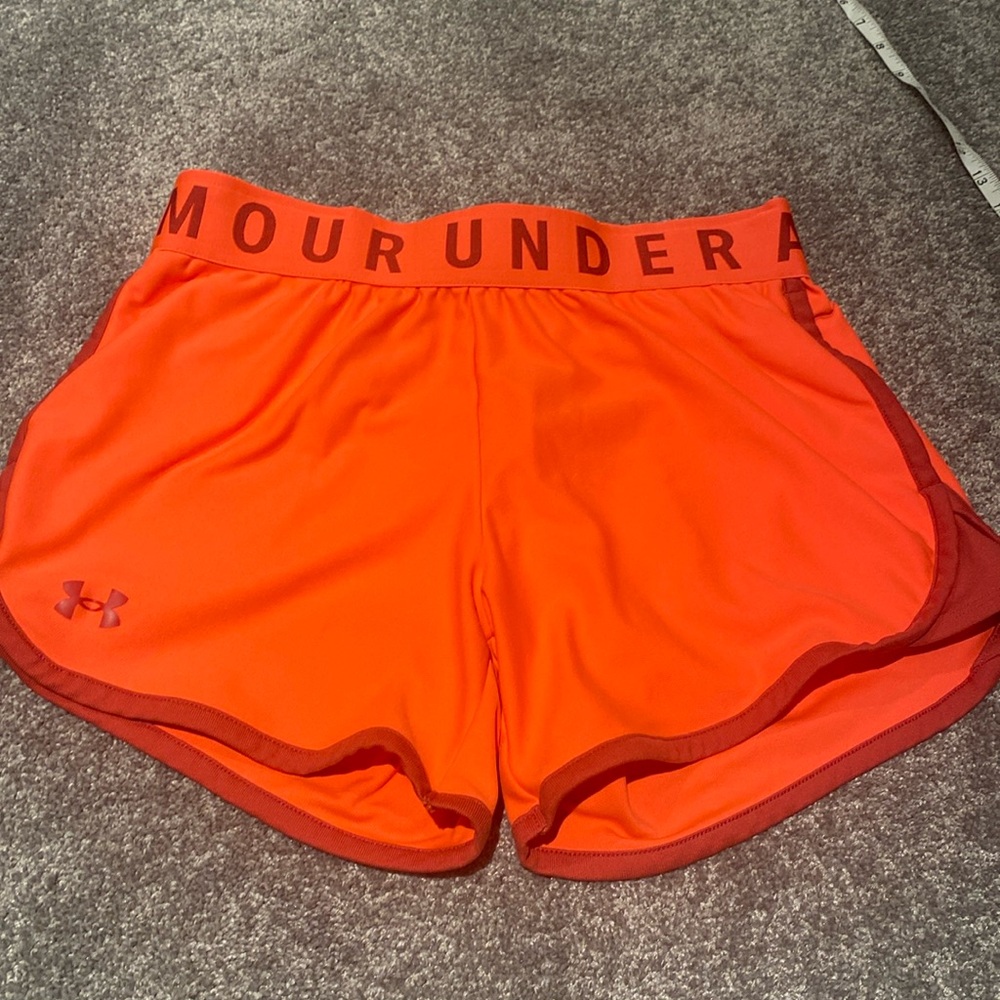 Under armour bright orange training shorts. Elasticated waist size large